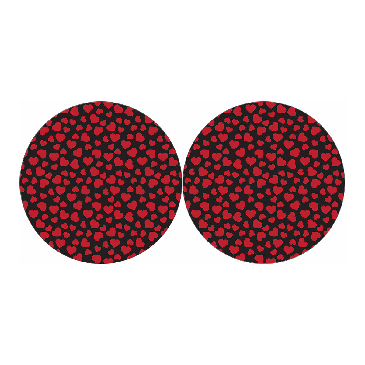 Red And Black Heart Pattern Print Car Coasters