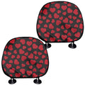 Red And Black Heart Pattern Print Car Headrest Covers