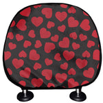 Red And Black Heart Pattern Print Car Headrest Covers