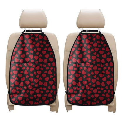Red And Black Heart Pattern Print Car Seat Organizers