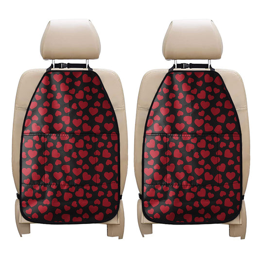 Red And Black Heart Pattern Print Car Seat Organizers