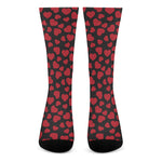Red And Black Heart Pattern Print Crew Socks