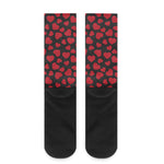 Red And Black Heart Pattern Print Crew Socks