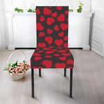 Red And Black Heart Pattern Print Dining Chair Slipcover