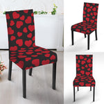 Red And Black Heart Pattern Print Dining Chair Slipcover