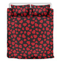 Red And Black Heart Pattern Print Duvet Cover Bedding Set