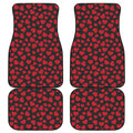 Red And Black Heart Pattern Print Front and Back Car Floor Mats