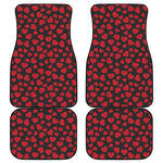 Red And Black Heart Pattern Print Front and Back Car Floor Mats