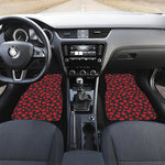 Red And Black Heart Pattern Print Front and Back Car Floor Mats