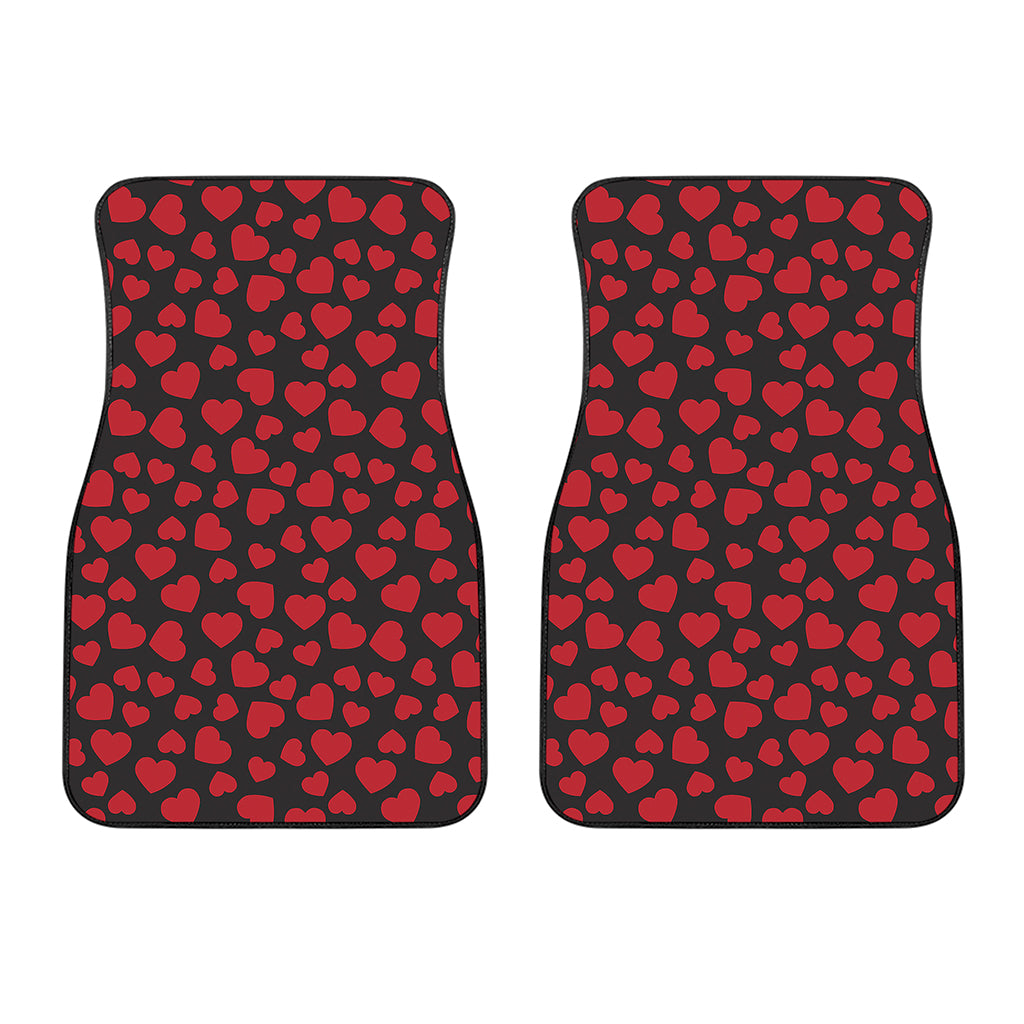 Red And Black Heart Pattern Print Front Car Floor Mats