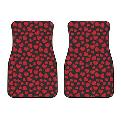 Red And Black Heart Pattern Print Front Car Floor Mats