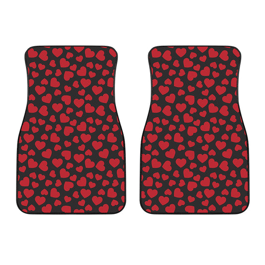 Red And Black Heart Pattern Print Front Car Floor Mats