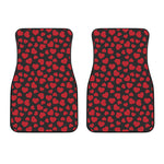 Red And Black Heart Pattern Print Front Car Floor Mats