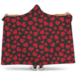 Red And Black Heart Pattern Print Hooded Blanket