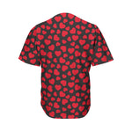 Red And Black Heart Pattern Print Men's Baseball Jersey