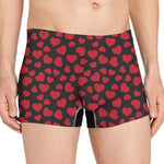 Red And Black Heart Pattern Print Men's Boxer Briefs