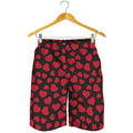 Red And Black Heart Pattern Print Men's Shorts