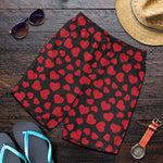 Red And Black Heart Pattern Print Men's Shorts