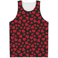 Red And Black Heart Pattern Print Men's Tank Top