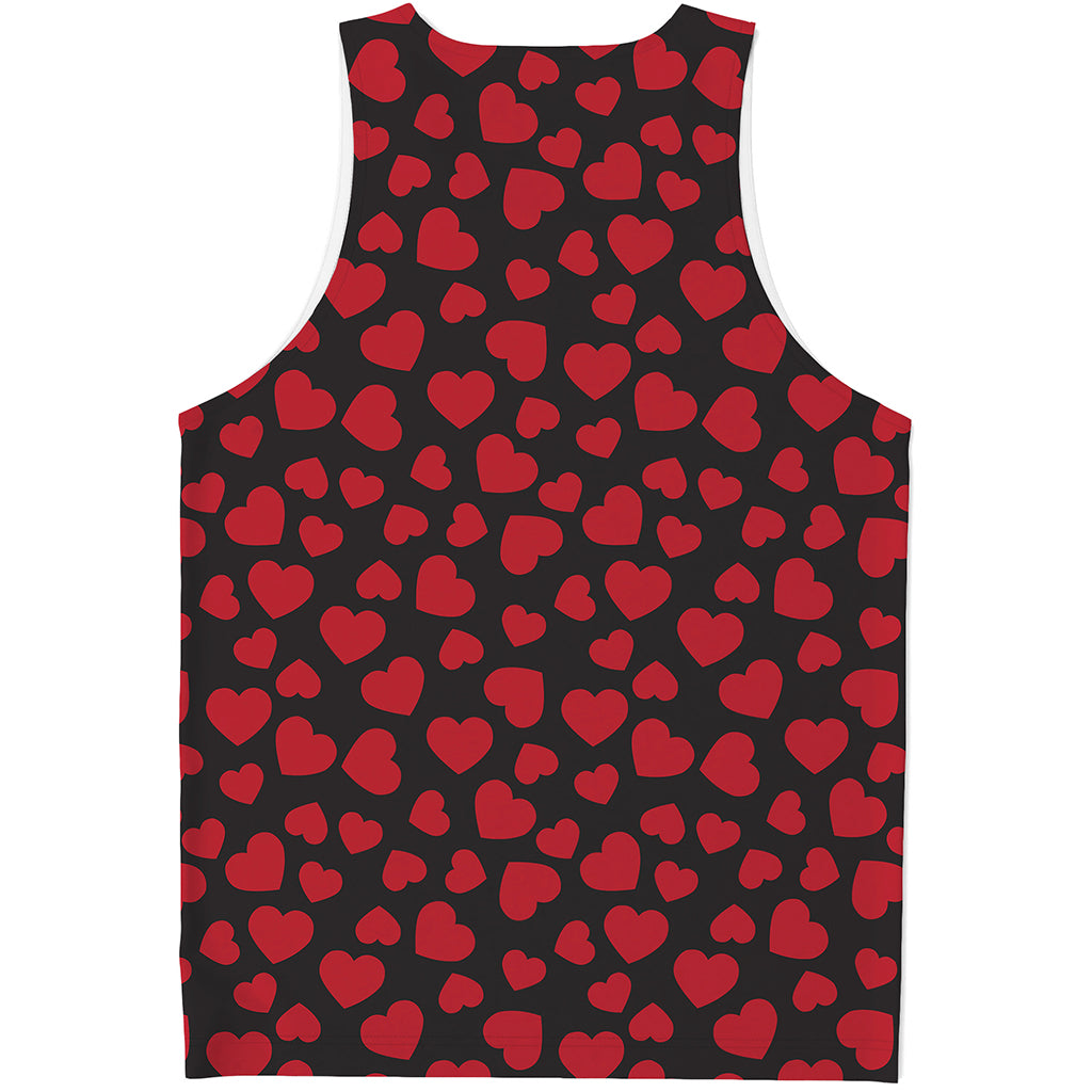 Red And Black Heart Pattern Print Men's Tank Top