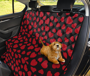 Red And Black Heart Pattern Print Pet Car Back Seat Cover