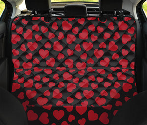 Red And Black Heart Pattern Print Pet Car Back Seat Cover