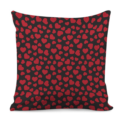 Red And Black Heart Pattern Print Pillow Cover
