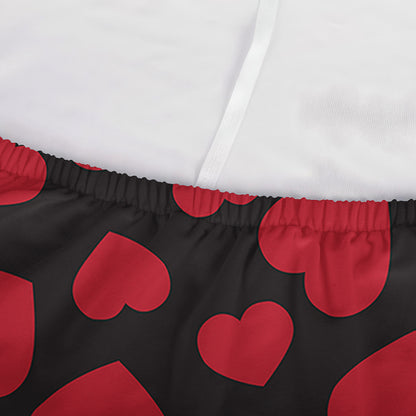 Red And Black Heart Pattern Print Sofa Cover