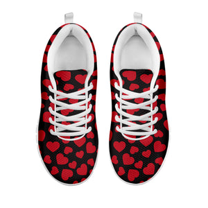 Red And Black Heart Pattern Print White Sneakers