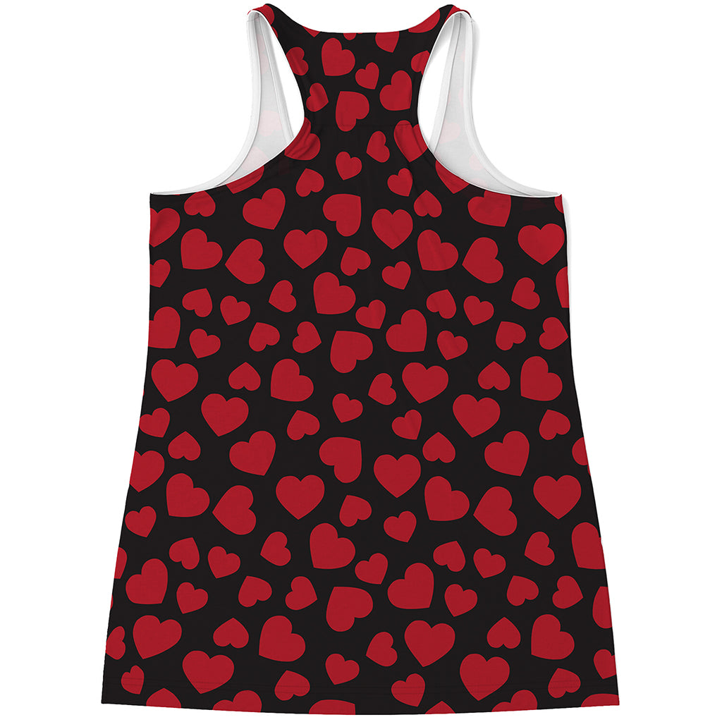 Red And Black Heart Pattern Print Women's Racerback Tank Top