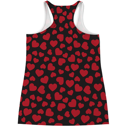 Red And Black Heart Pattern Print Women's Racerback Tank Top
