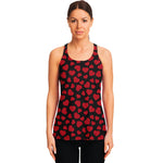 Red And Black Heart Pattern Print Women's Racerback Tank Top