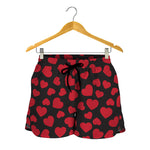 Red And Black Heart Pattern Print Women's Shorts