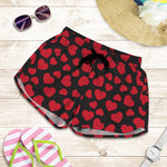 Red And Black Heart Pattern Print Women's Shorts