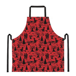 Red And Black Horror Witch Pattern Print Apron