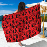 Red And Black Horror Witch Pattern Print Beach Sarong Wrap