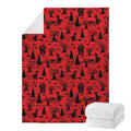 Red And Black Horror Witch Pattern Print Blanket