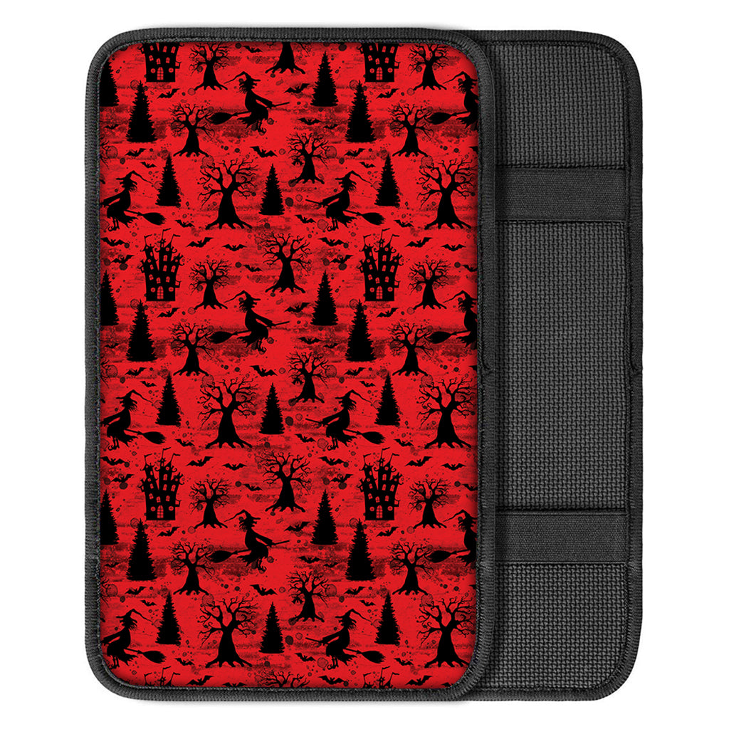 Red And Black Horror Witch Pattern Print Car Center Console Cover