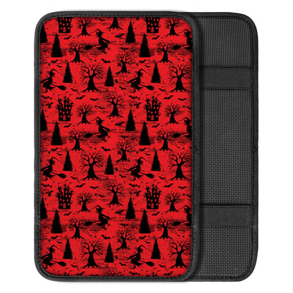 Red And Black Horror Witch Pattern Print Car Center Console Cover