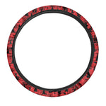 Red And Black Horror Witch Pattern Print Car Steering Wheel Cover