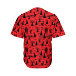 Red And Black Horror Witch Pattern Print Men's Baseball Jersey