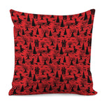 Red And Black Horror Witch Pattern Print Pillow Cover