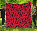 Red And Black Horror Witch Pattern Print Quilt