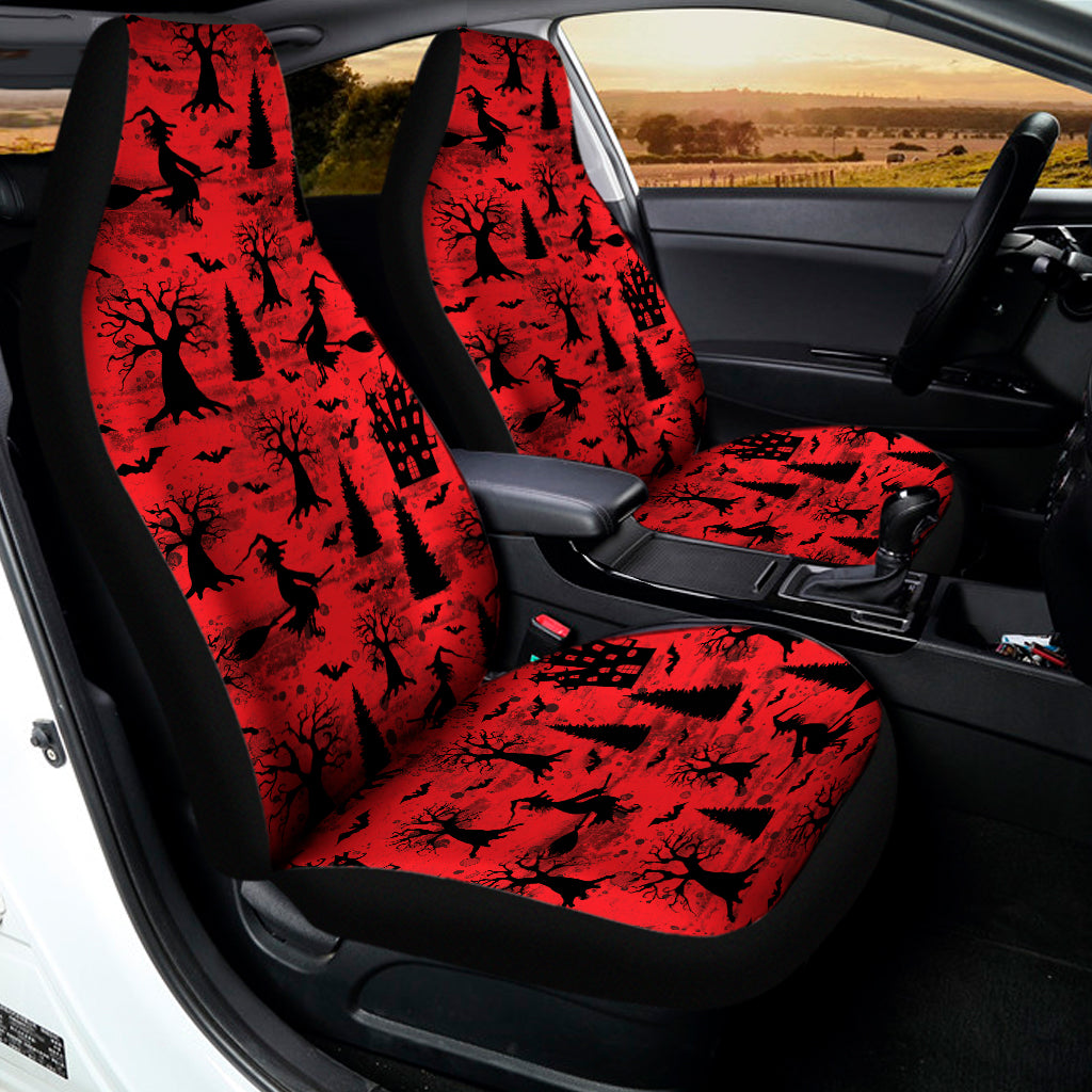 Red And Black Horror Witch Pattern Print Universal Fit Car Seat Covers