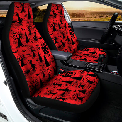 Red And Black Horror Witch Pattern Print Universal Fit Car Seat Covers