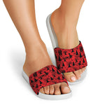 Red And Black Horror Witch Pattern Print White Slide Sandals