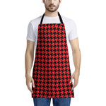 Red And Black Houndstooth Pattern Print Apron