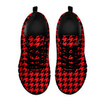 Red And Black Houndstooth Pattern Print Black Sneakers