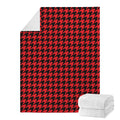 Red And Black Houndstooth Pattern Print Blanket