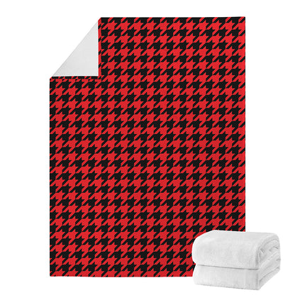 Red And Black Houndstooth Pattern Print Blanket